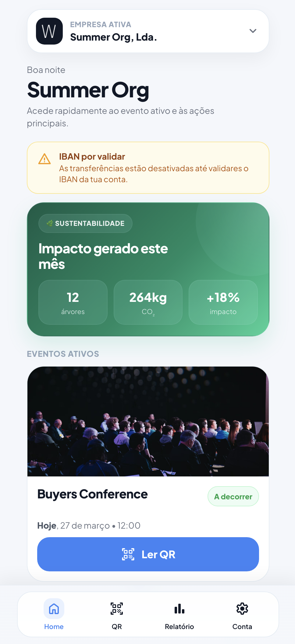 Aceda ao evento ativo e às ações principais em segundos.